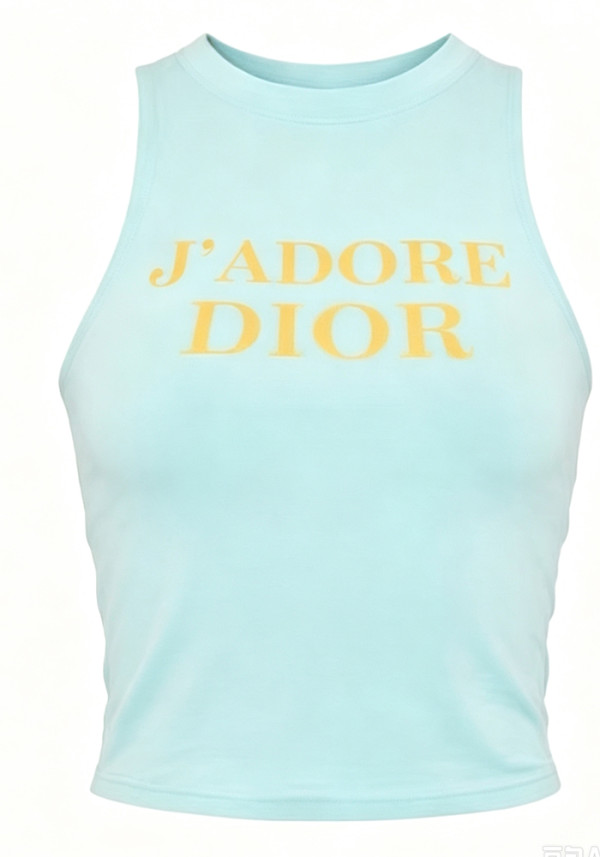 Women summer sleeveless crop tank top with letter print