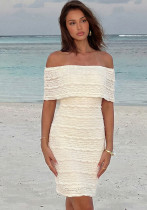 Women Summer Elegant Solid Lace Patchwork Dress Women Summer Elegant Solid Lace Patchwork Dress