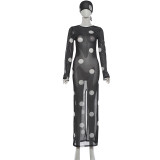 Women Summer Sexy Mesh See-Through Dress Set