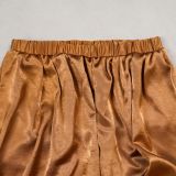 Women elegant lantern-sleeve top and wide-leg pants two-piece set