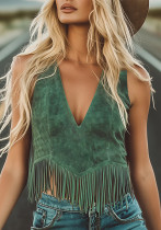 Women sleeveless fringed tank top Women sleeveless fringed tank top