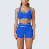 Women's Color Block Tight-Fitting High-Stretch Tank Shorts Yoga & Fitness Two-Piece Set