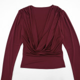 Women's Fall Fashionable Cowl Neck Long Sleeve Slim-Fit Casual Pants Two-Piece Set