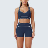 Women's Color Block Tight-Fitting High-Stretch Tank Shorts Yoga & Fitness Two-Piece Set