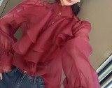 Women's Spring Chic Elegant Ruffle Loose Slim-Fit Shirt