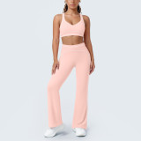 Women's Color Block High-Stretch Tight-Fitting Tank & Wide-Leg Yoga & Fitness Pants Two-Piece Set