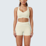 Women's Color Block Tight-Fitting High-Stretch Tank Shorts Yoga & Fitness Two-Piece Set