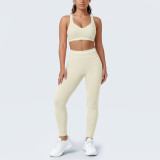 Women's Color Block Tight-Fitting High-Stretch Tank Yoga & Fitness Leggings Two-Piece Set