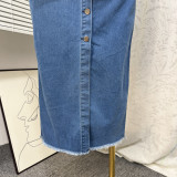 Women's Summer Slim-Fit Strapless Pockets Bodycon Denim Dress