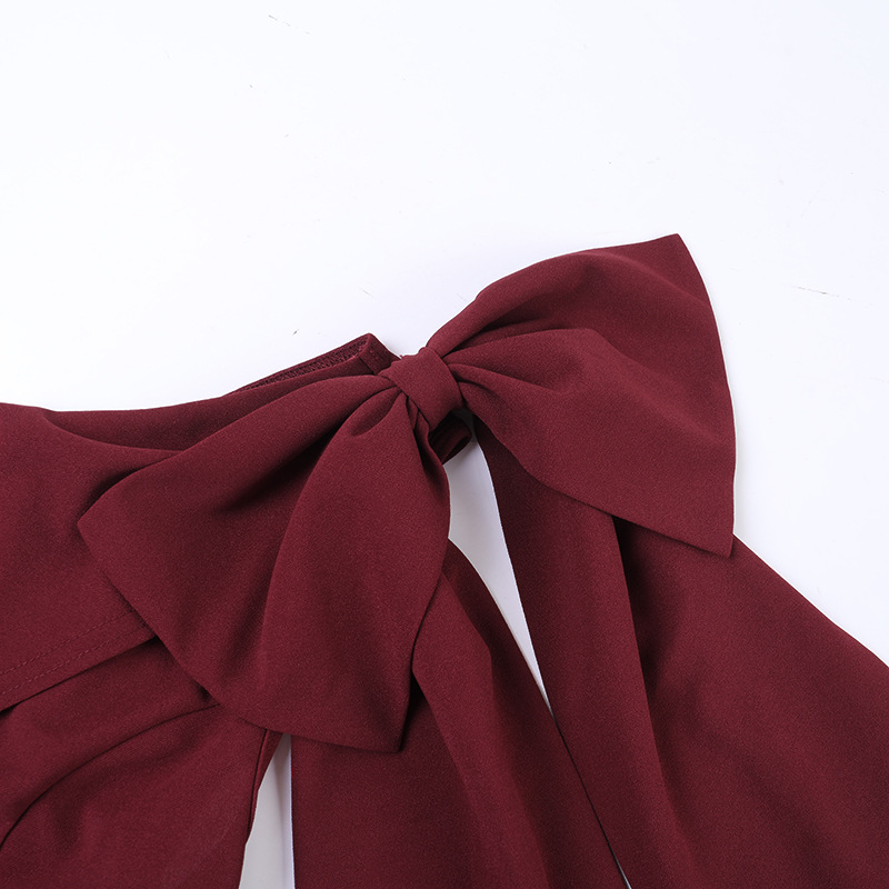 Slash Shoulder Bow Bodycon Dress for Summer Parties