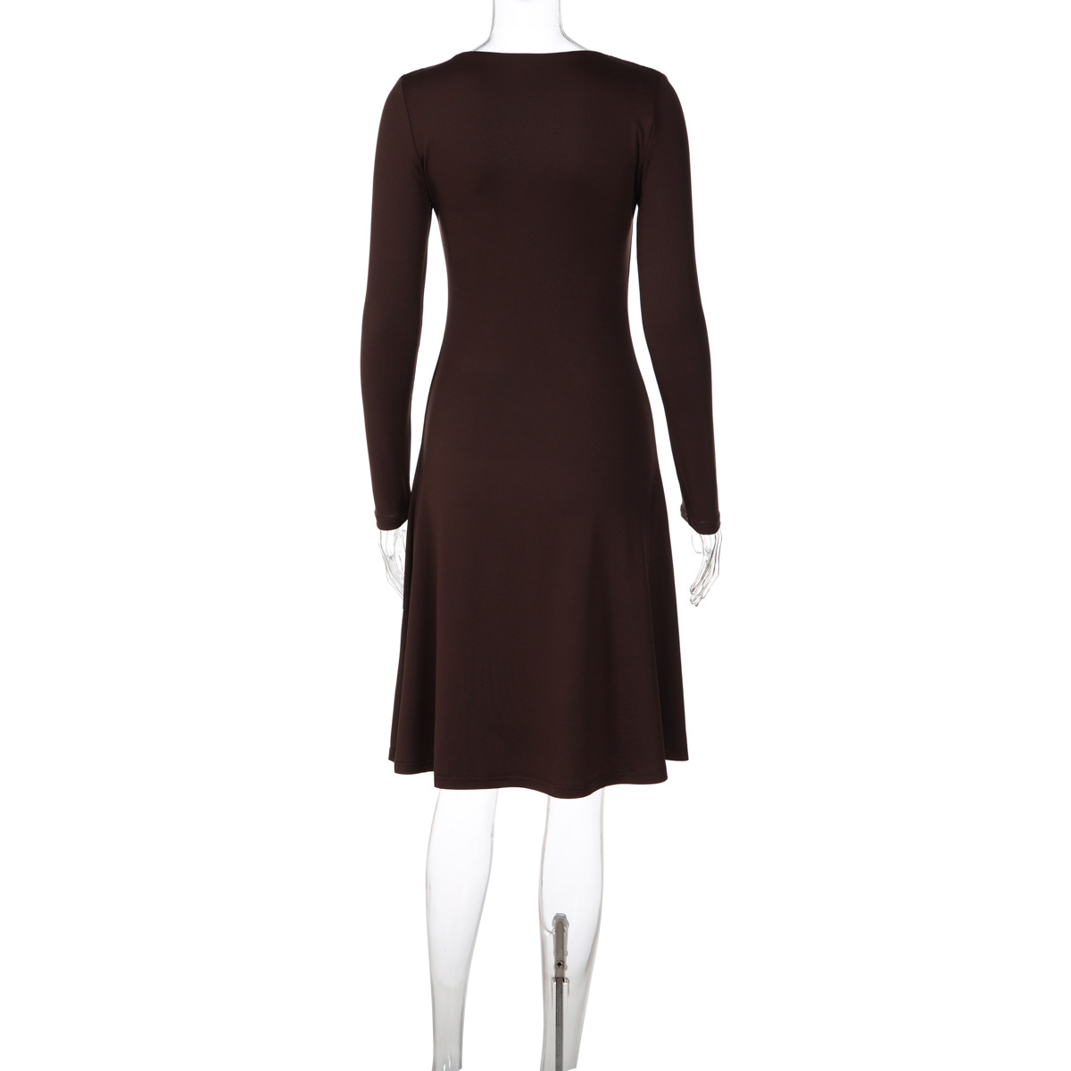 U-Neck Dress for Autumn Casual Wear