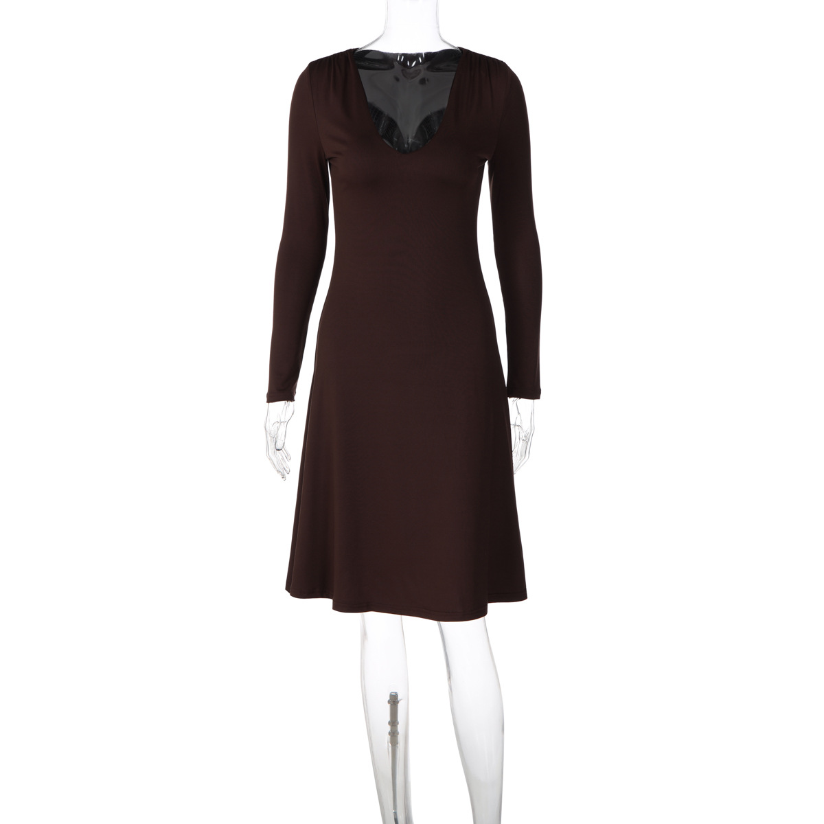 U-Neck Dress for Autumn Casual Wear