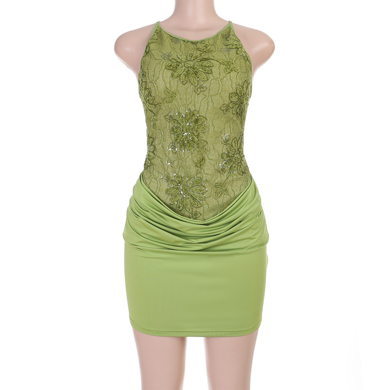 Backless Lace-Up Bodycon Dress for Party Wear