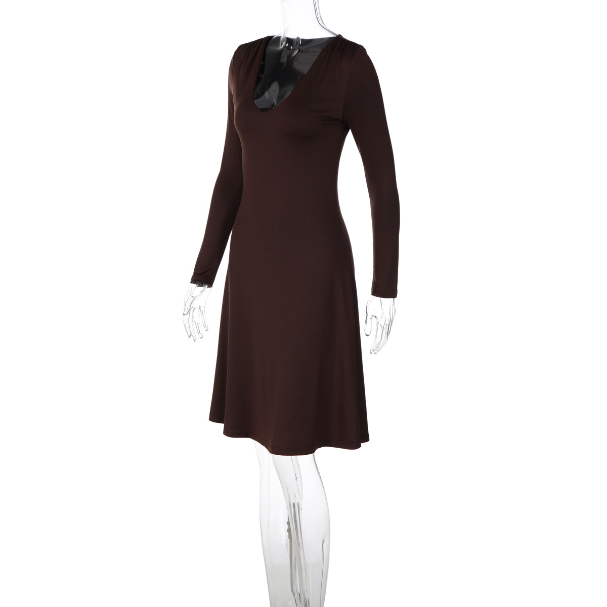 U-Neck Dress for Autumn Casual Wear