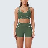 Women's Color Block Tight-Fitting High-Stretch Tank Shorts Yoga & Fitness Two-Piece Set