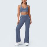 Women's Color Block High-Stretch Tight-Fitting Tank & Wide-Leg Yoga & Fitness Pants Two-Piece Set