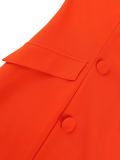 Women's Fall Elegant Mock Neck Button-Front Contrast Color Puff Sleeve Slim-Waist Bodycon Dress