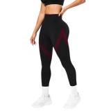 Women's High-Waisted Contrast Color Butt-Lift Tight-Fitting Running & Fitness Yoga Pants