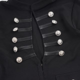 Women's Fashionable Baroque Double-Breasted Cutout Long Sleeve Slim-Fit Top