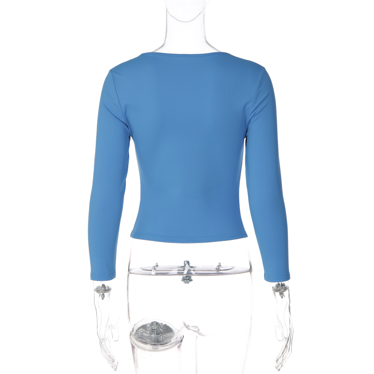 Solid U-Neck T-Shirt for Autumn Casual Wear