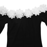 Women's Fall/Winter Floral Off-Shoulder Long Sleeve Slim-Waist Mermaid Dress