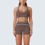 Women's Color Block Tight-Fitting High-Stretch Tank Shorts Yoga & Fitness Two-Piece Set