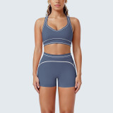 Women's Color Block Tight-Fitting High-Stretch Tank Shorts Yoga & Fitness Two-Piece Set