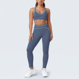Women's Color Block Tight-Fitting High-Stretch Tank Yoga & Fitness Leggings Two-Piece Set