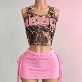 Women's Y2K Sexy Sleeveless American Letter Print Slim-Fit Cropped Tank Top