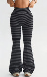 Women's High-Waisted Striped Butt-Lift Slim-Fit Bell Bottom Fitness Yoga Pants