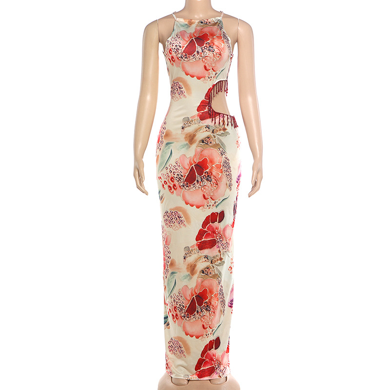 Printed Strapless Bodycon Dress for Summer Clubwear