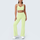 Women's Color Block High-Stretch Tight-Fitting Tank & Wide-Leg Yoga & Fitness Pants Two-Piece Set