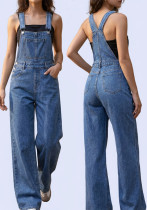 Summer Women's Casual Denim Wide-Leg Overalls Summer Women's Casual Denim Wide-Leg Overalls