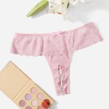 Women's Sexy Low-Rise Lace Open-Crotch Thong