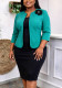 Women's Plus Size Green Short Sleeve Round Neck Floral Career Blazer Top