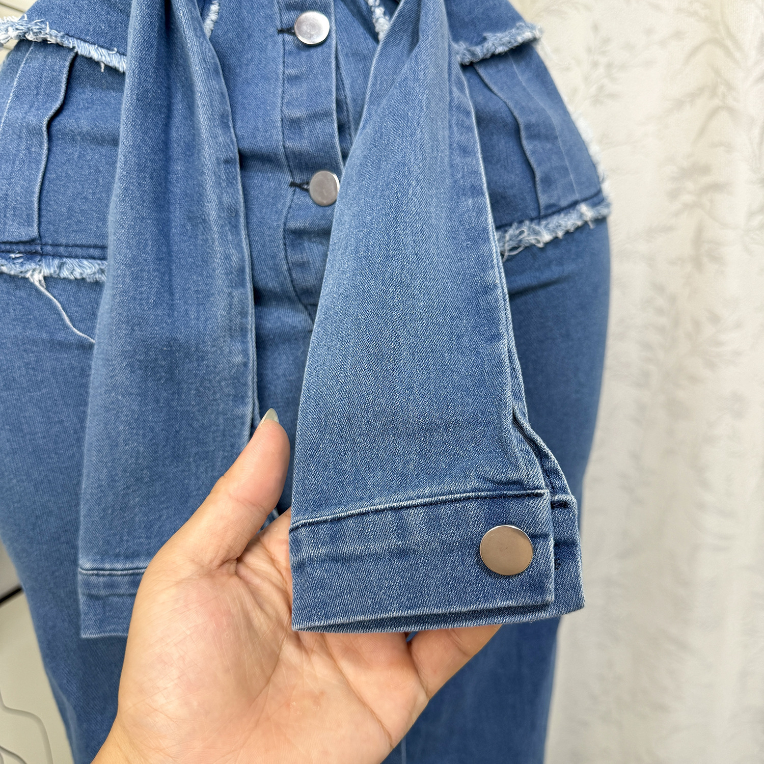 Strapless Pocket Bodycon Denim Dress for Summer Casual