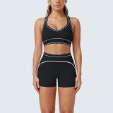 Women's Color Block Tight-Fitting High-Stretch Tank Shorts Yoga & Fitness Two-Piece Set
