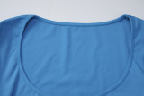 Women autumn solid U-neck T-shirt