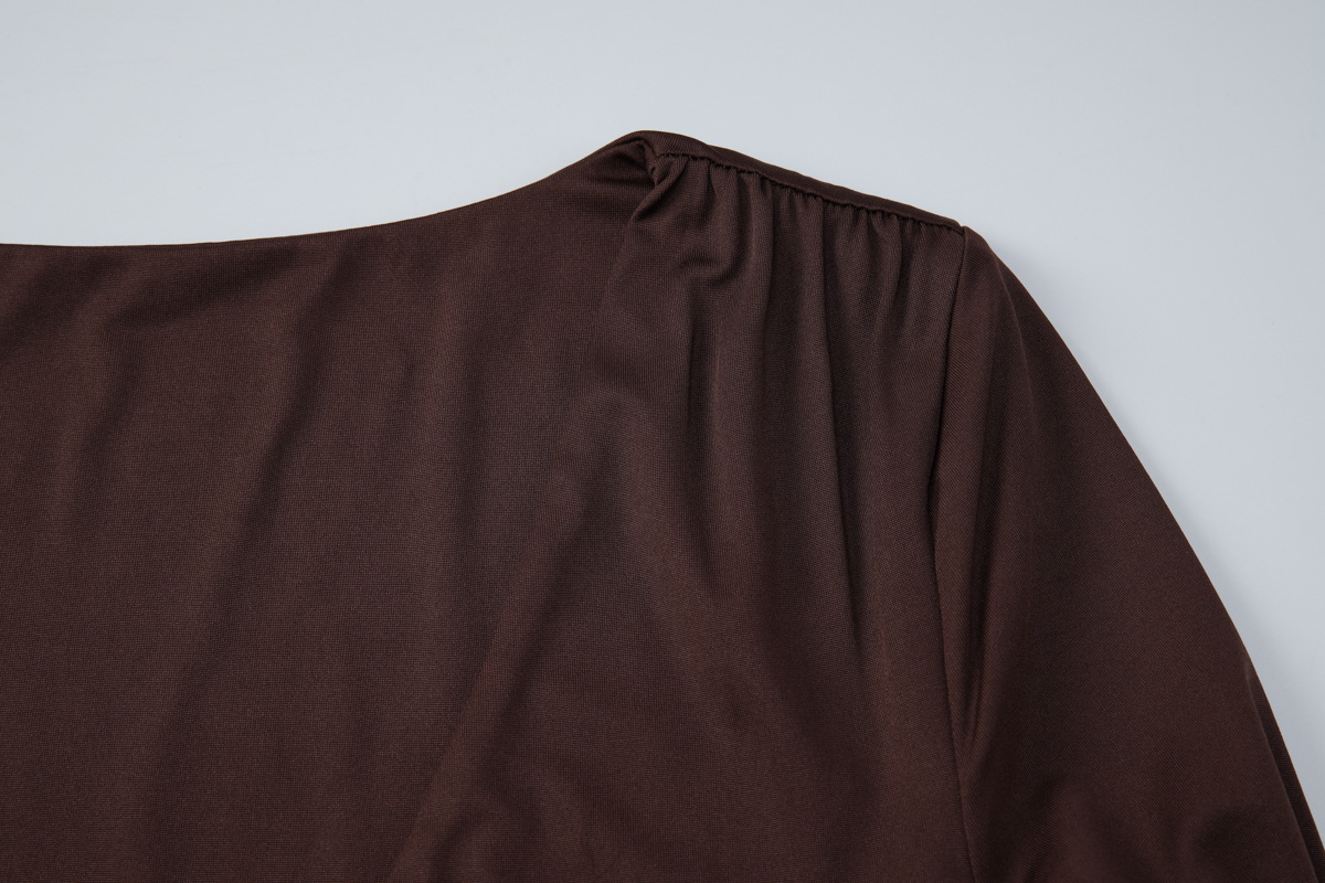 U-Neck Dress for Autumn Casual Wear