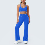 Women's Color Block High-Stretch Tight-Fitting Tank & Wide-Leg Yoga & Fitness Pants Two-Piece Set
