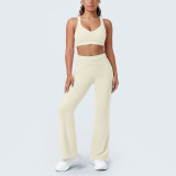 Women's Color Block High-Stretch Tight-Fitting Tank & Wide-Leg Yoga & Fitness Pants Two-Piece Set