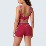 Women's Color Block Tight-Fitting High-Stretch Tank Shorts Yoga & Fitness Two-Piece Set