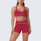 Women's Color Block Tight-Fitting High-Stretch Tank Shorts Yoga & Fitness Two-Piece Set