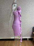 Women's Summer Purple Strap Slim-Fit Bodycon Sexy Low Back Mini Dress