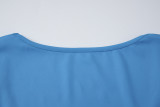 Women autumn solid U-neck T-shirt
