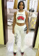 Women's Graffiti Print Casual Fashion Tank Top and Pants Two-Piece Set