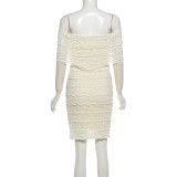 Women Summer Elegant Solid Lace Patchwork Dress