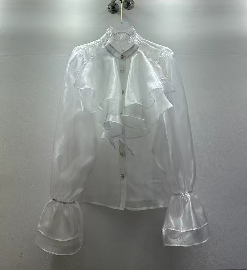 Ruffled Loose Slim-Fit Shirt for Spring Casual Wear
