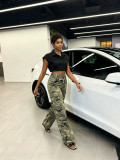 Women Camo Cargo Denim Pant