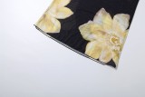 Women Spring Summer Sexy Off Shoulder Crop Top Drawstring Printed Skirt Two Piece Set